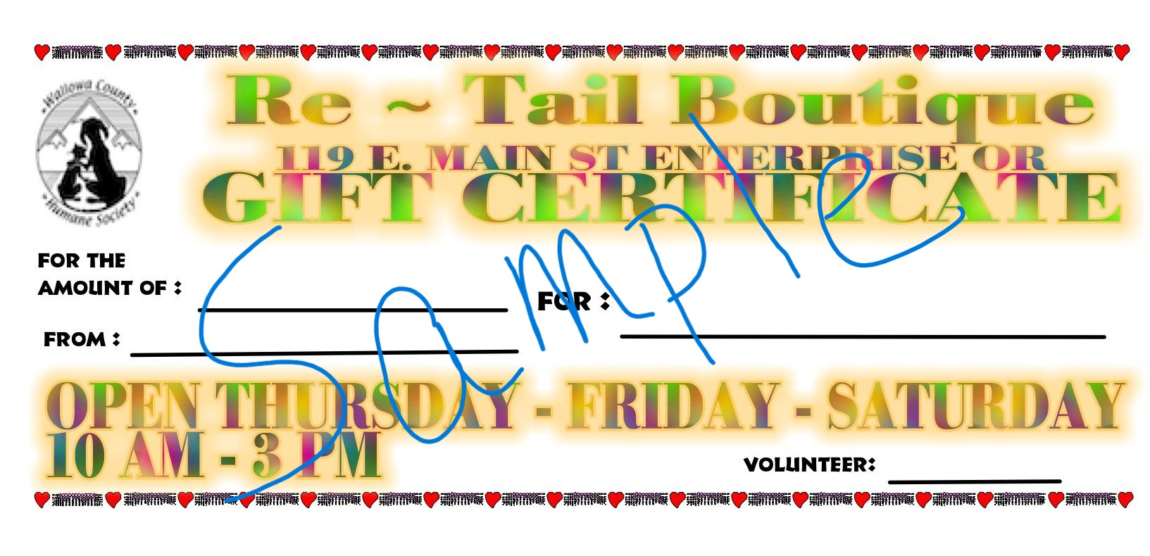 WCHS GIFT CERT Sample